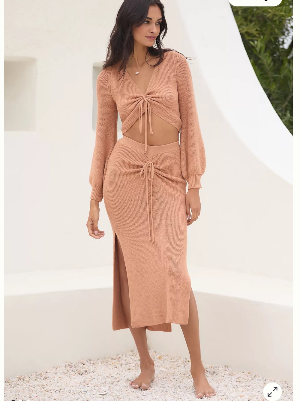 BNWT Anthropologie Flat White Ruched Midi Skirt